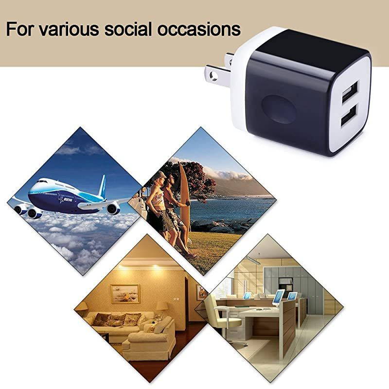 Wall Charger  3Pack Dual Port USB Home Travel Wall Charger Plug Compatible with iPhone X87 Plus6 Plus Tablet Samsung Galaxy S10S10+S9S8 S7 S6 Edge HTC LG Sony and More