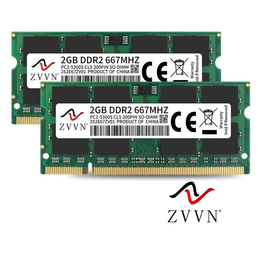 ZVVN 4GB Kit (2x 2GB) 200-Pin DDR2 SO-DIMM DDR2 667 (PC2 5300) Laptop Notebook Memory Model 2S2E67ZV02