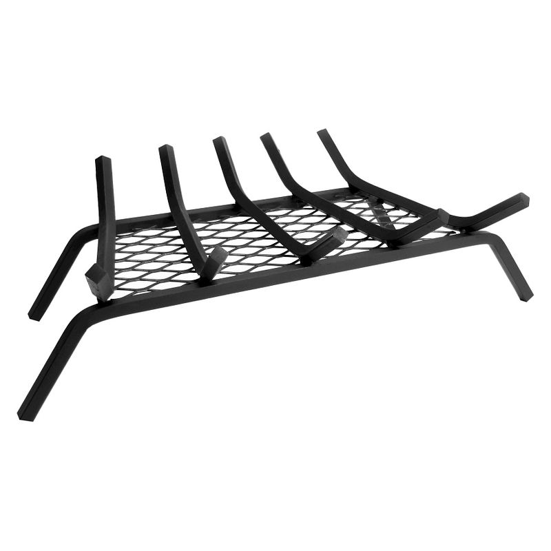 Pleasant Hearth 1.5" Steel Grate 24", 5 bar with Ember Retainer Black
