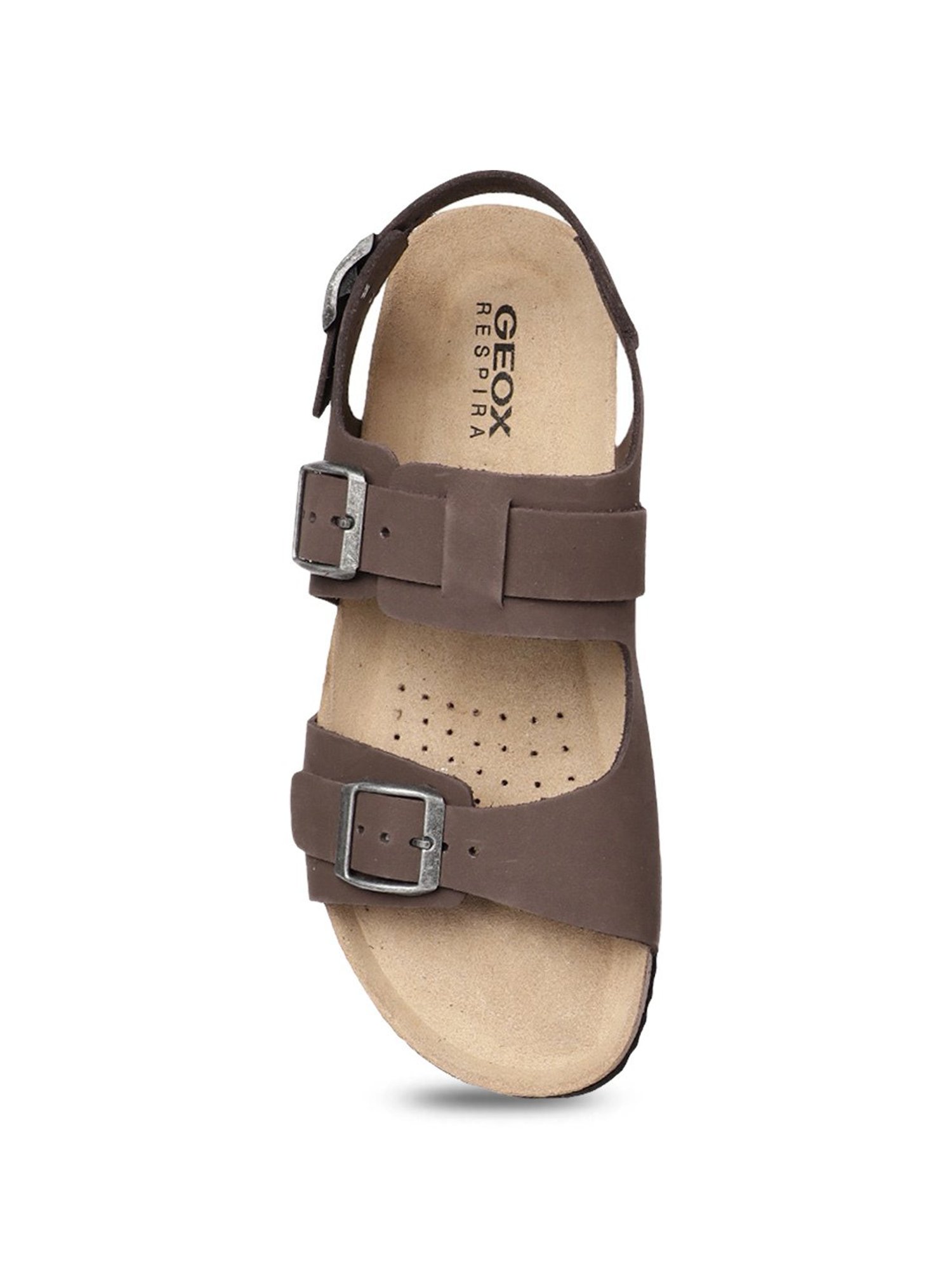 Geox Men's Ghita Coffee Leather Back Strap Sandals