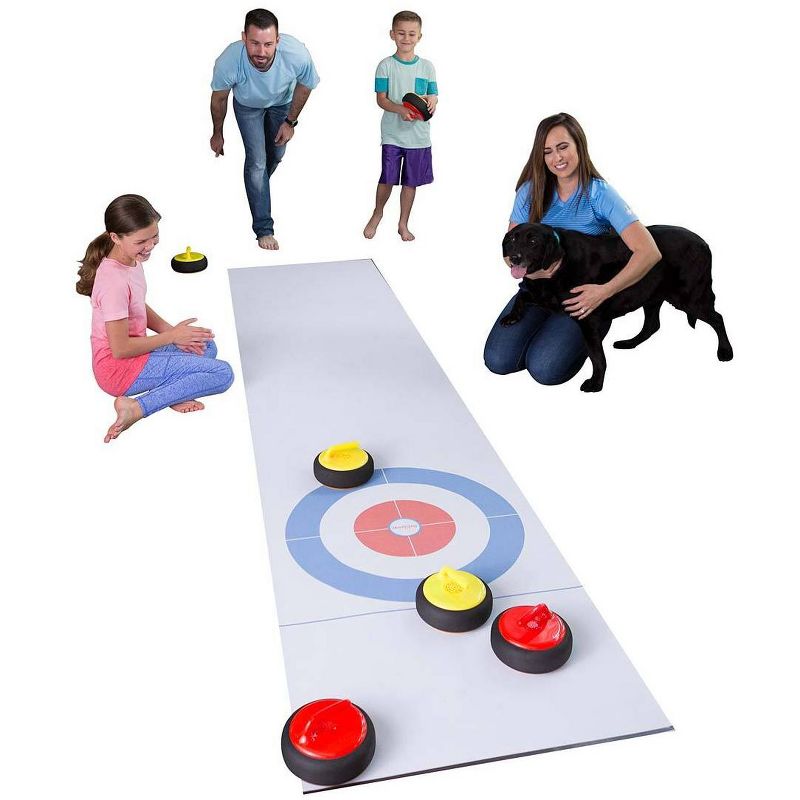 HearthSong Curling Zone Indoor Family Game with Six Battery-Operated Hovering Stones and 11L x 2W Mat