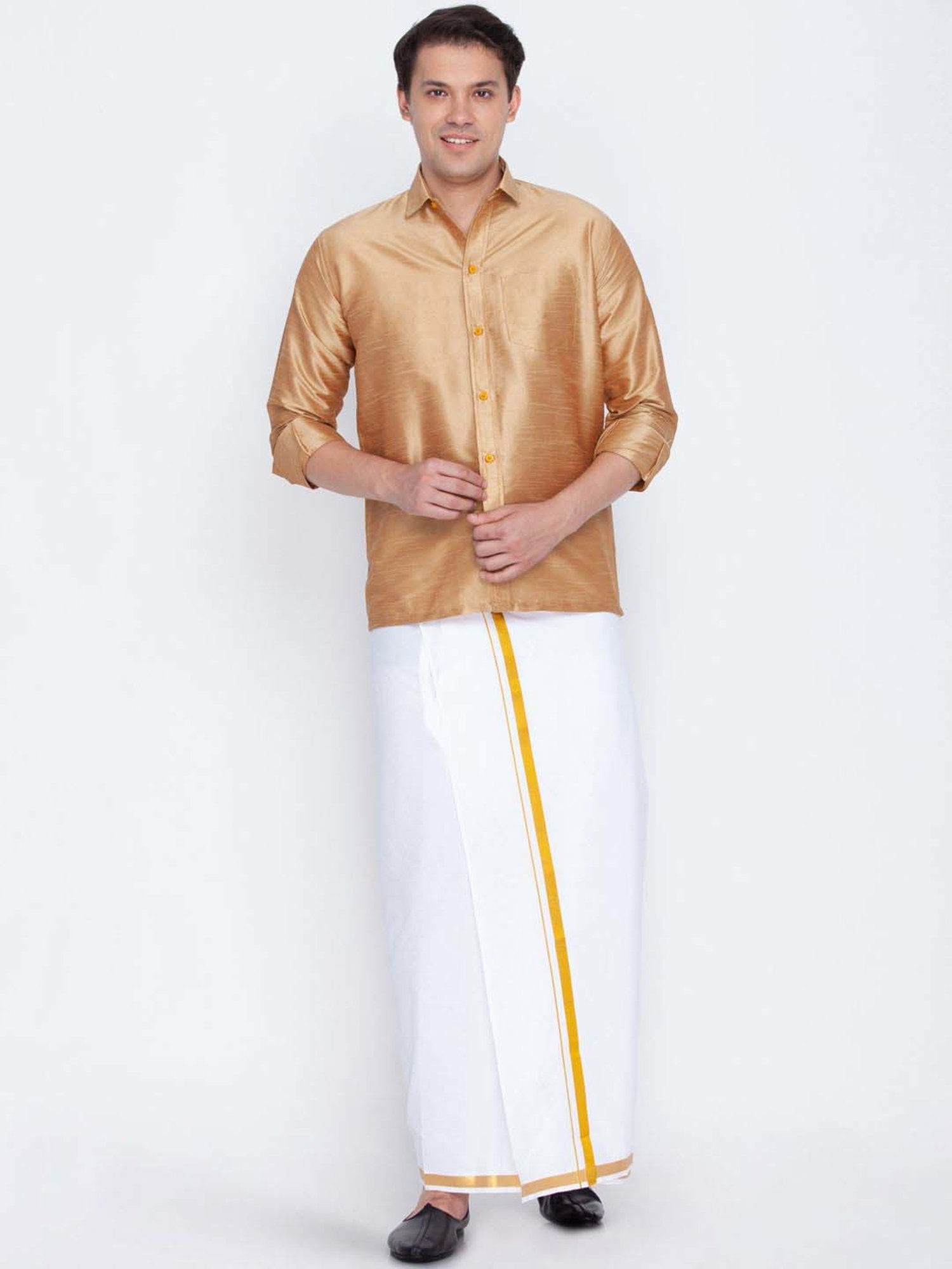 Ramraj Red Cotton Regular Fit Shirt