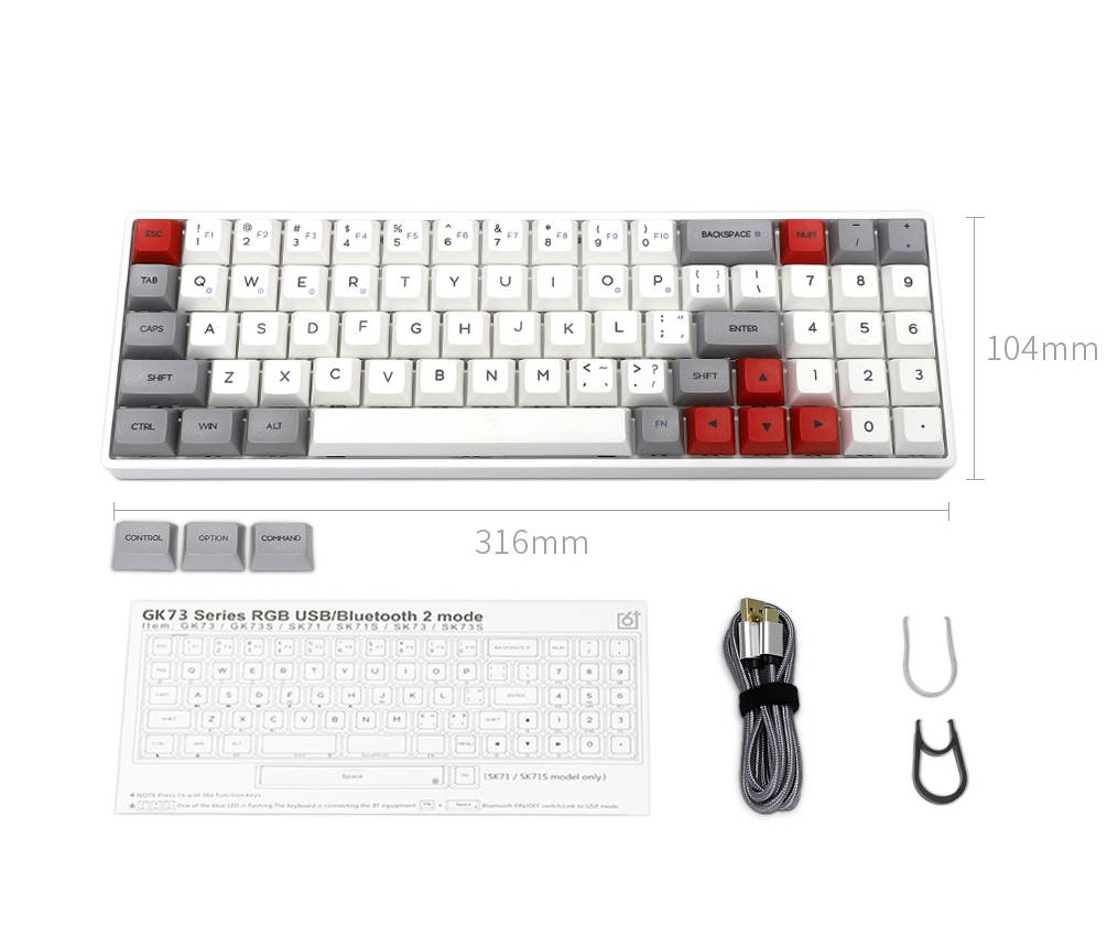 SK71 71 Keys Wired Mechanical Keyboard Gaming Keyboard with RGB Backlit, PBT Keycaps, Arrow Keys, Direction Keys, IP6X Dustproof Waterproof Hot Swappable for Win/Mac/Gaming(Mechanical Optical Axis)