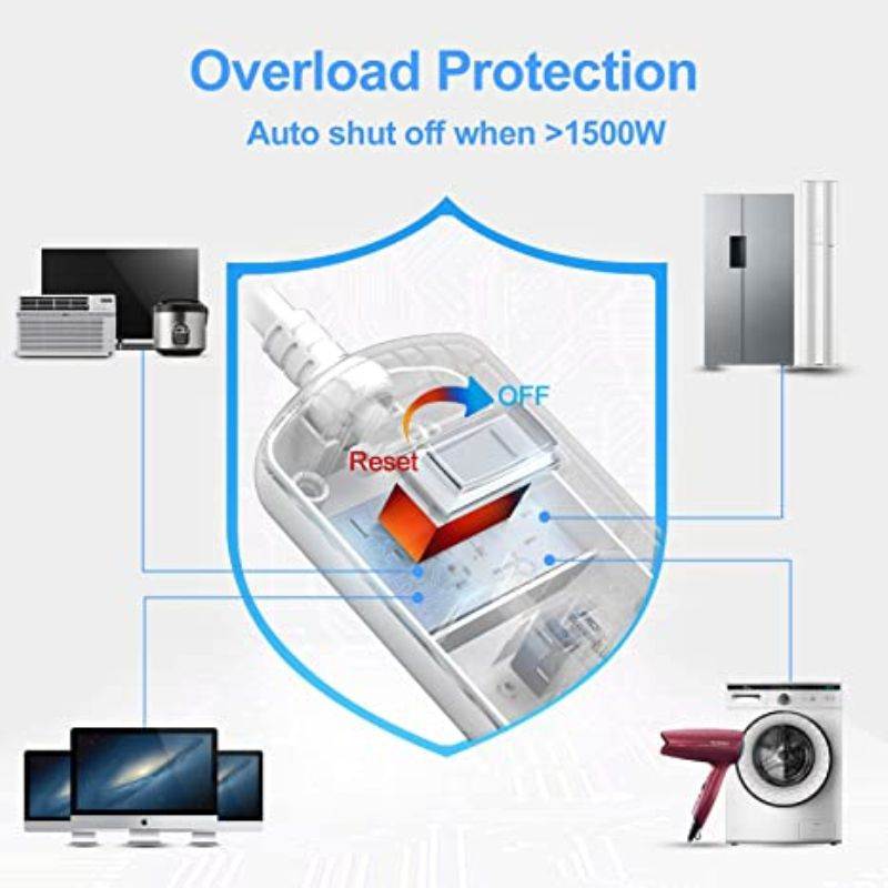 Outdoor Waterproof Power Strip, 6ft Long Extension Cord Surge Protector(1500 Joules),3-Outlets Electric Shockproof Charging Station for Outside Deck Yard Lighting, Wall Mount Outlet Strip,Black
