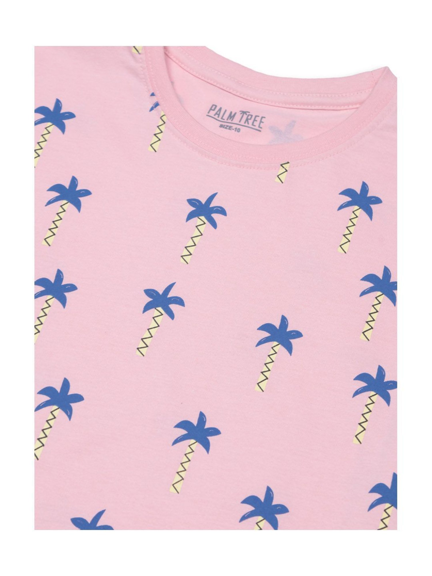 Palm Tree Kids Light Pink Printed T-Shirt