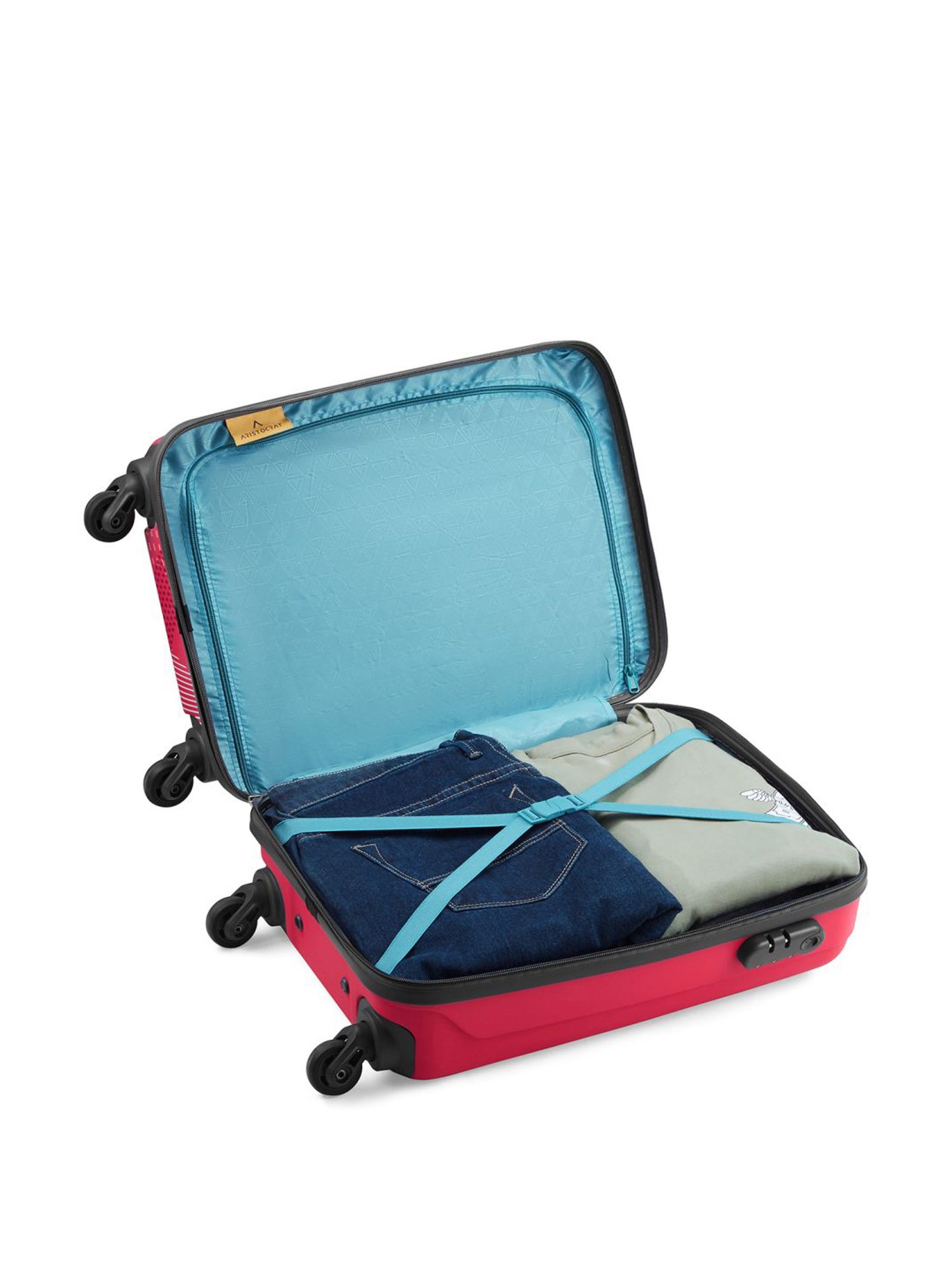 Aristocrat Dual Edge Red Printed Hard Cabin Trolley Bag - 23 cm