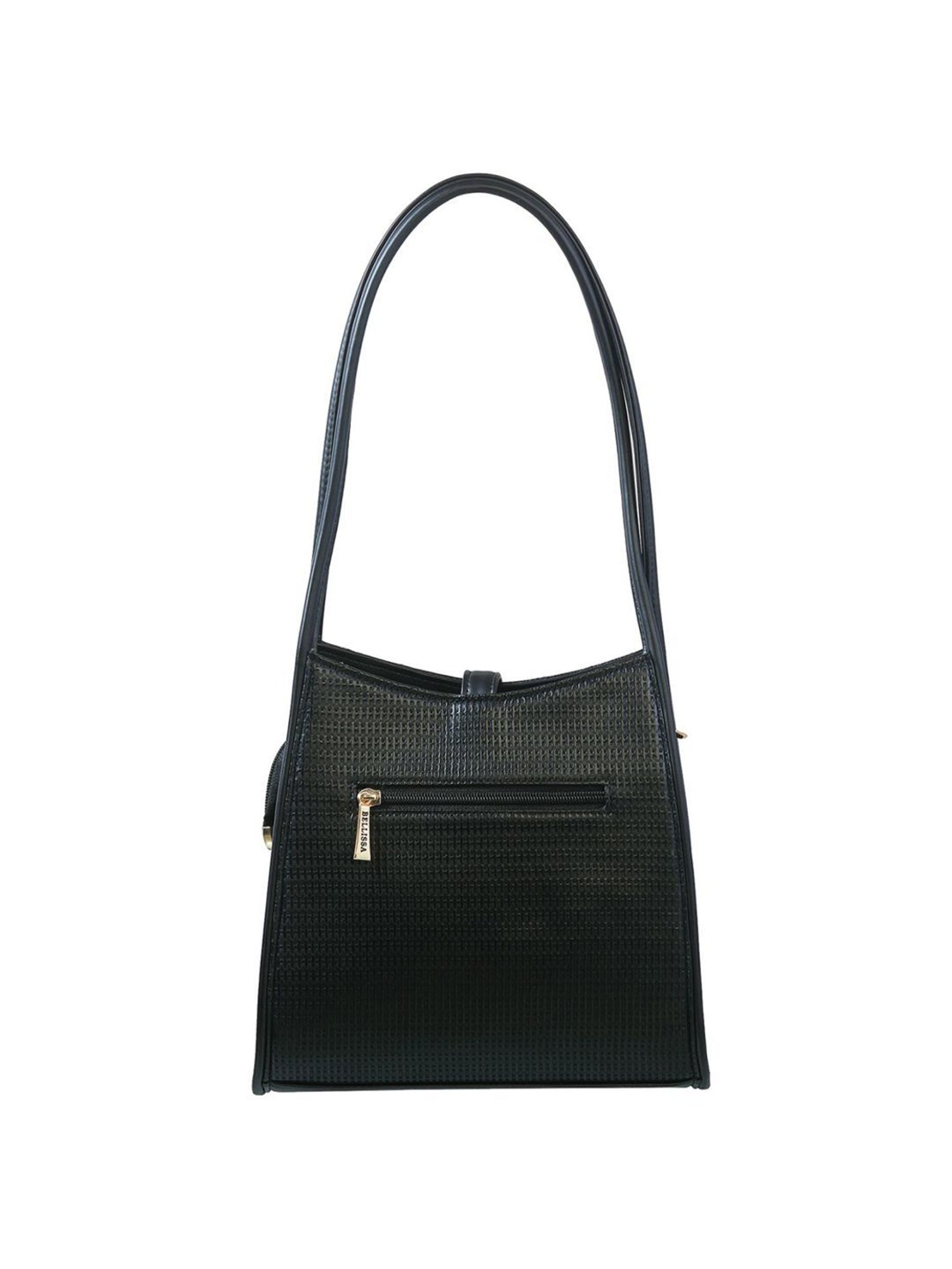 Bellissa Black Textured Medium Shoulder Handbag