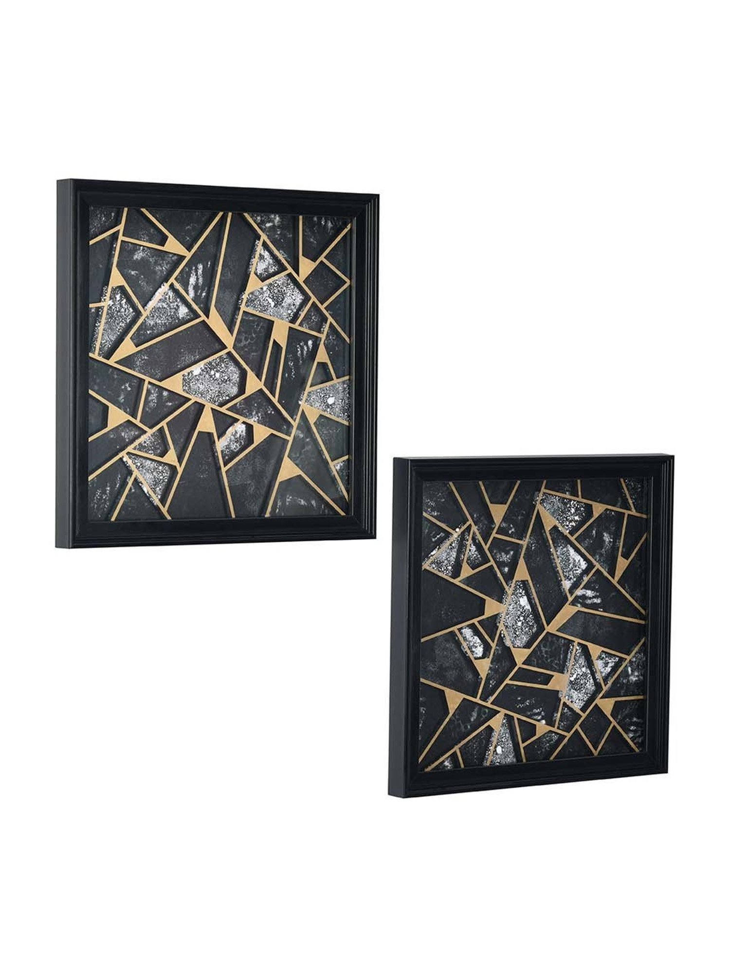 @home Black Mdf Marbello Square Wall Paintings - Set of 2