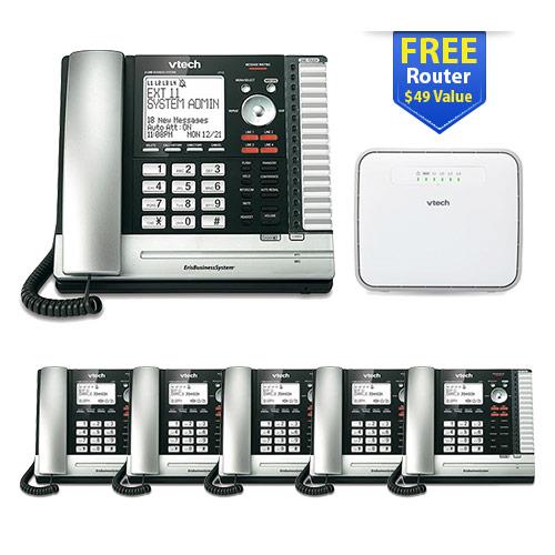 VTech UP416 4Line Phone + (5) UP406 Deskset +?VNT814 (Free) Ethernet Router
