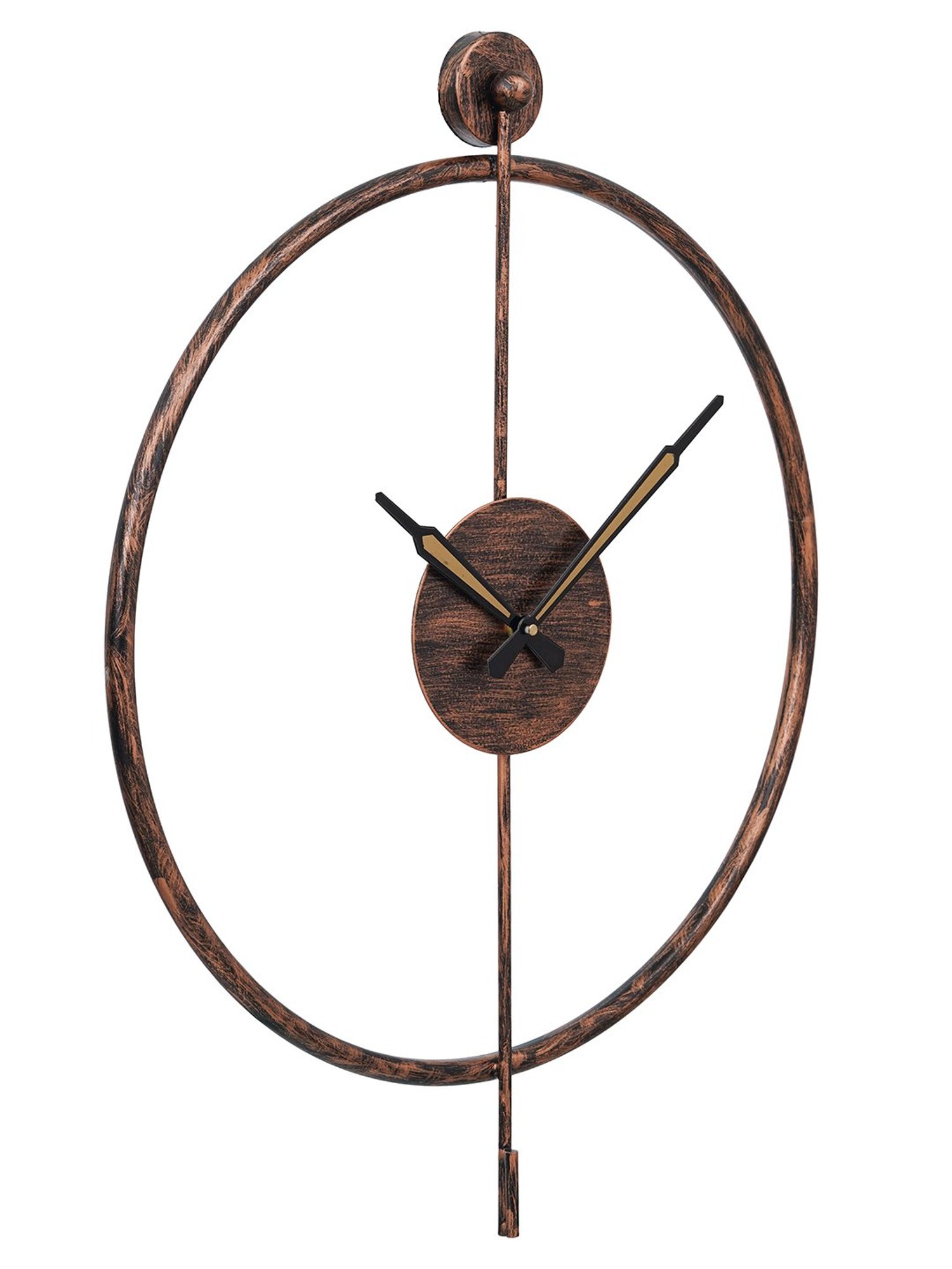 CHRONIKLE Classic Round Black & Copper Rose Gold Iron Wall Clock