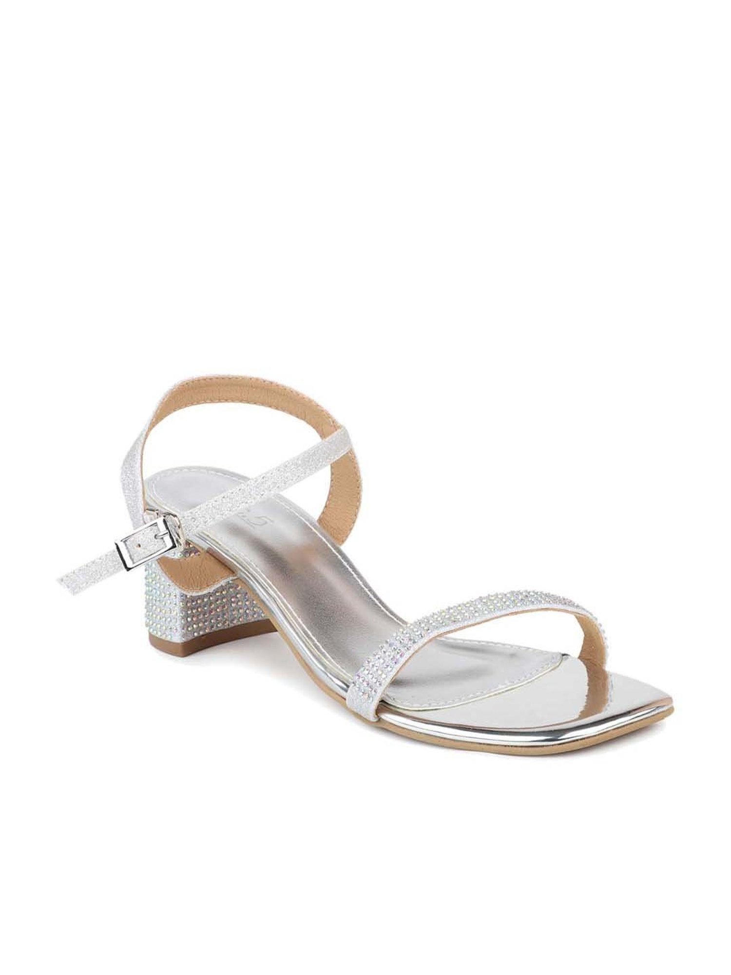 Inc 5 Women's Silver Ankle Strap Sandals