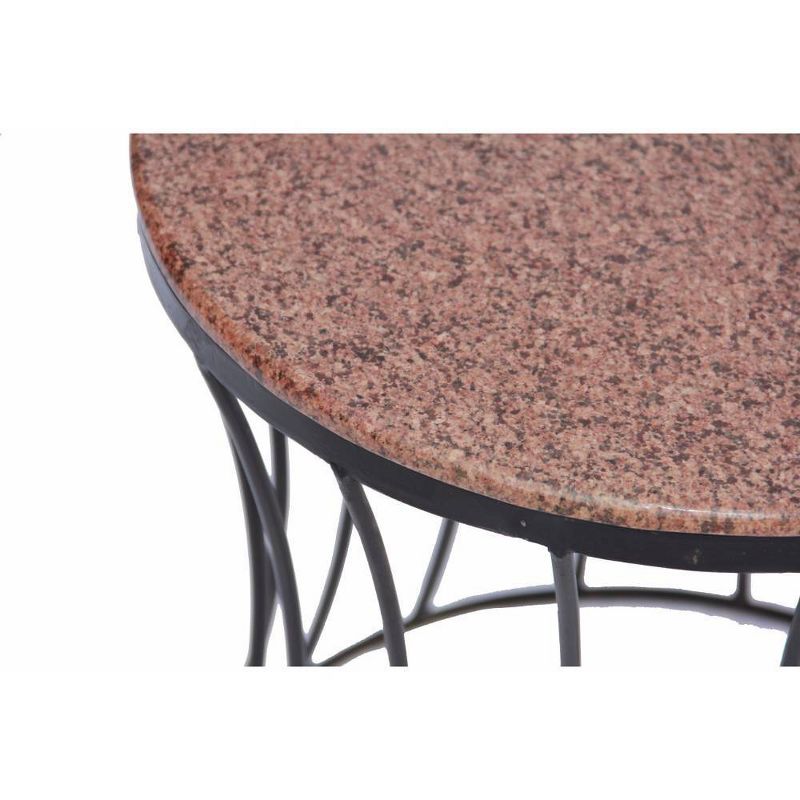 Drum Shaped Round Marble Top End Table Walnut - The Urban Port