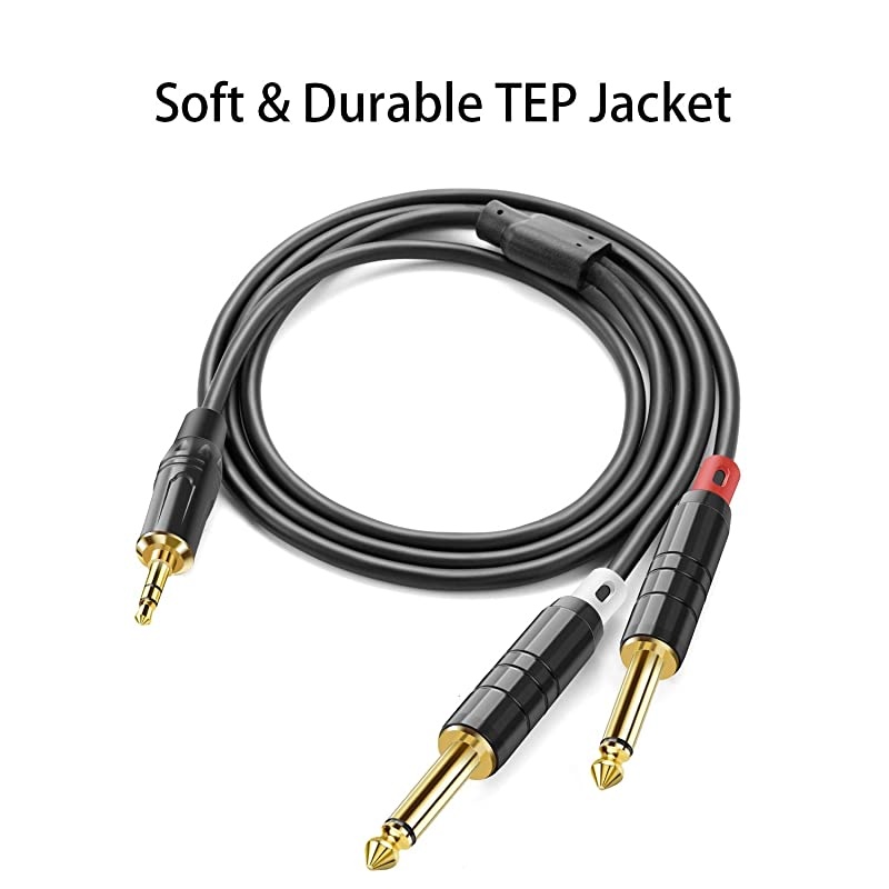 3 FT 35mm 18quot TRS to 2 x 635mm 14quot TS Mono Y Cable Splitter Cable Compatible with iPhone iPodLaptopCD PlayersPower AmplifierMixer Home Stereo Systems1 MeterBlack