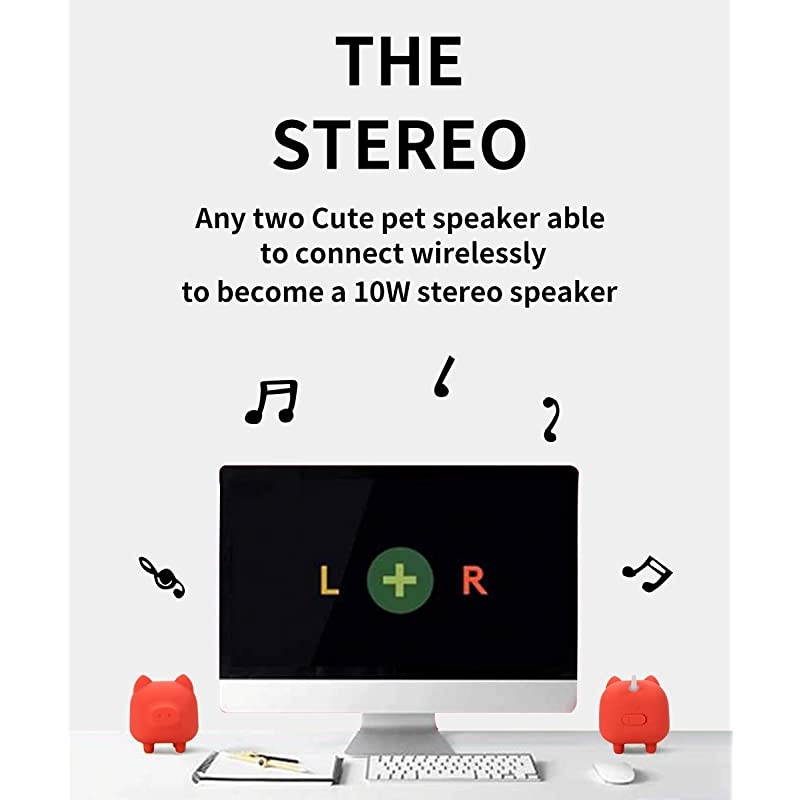 Cute Mini Bluetooth SpeakerAnimal Wireless Speaker with Powerful Rich RoomFilling Sound5W Audio DriverIPX5Builtin Mic for iPhoneiPadiPodSamsungHTCTabletsPortable Bluetooth Speaker