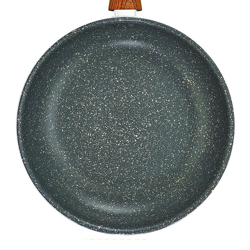 Bella 14785-SN 2 Piece Kitchen Non Stick 8 Inch and 10 Inch Frying Pan Saucepan Cookware Set with Wood Grain Pattern Handle, Grey Speckle