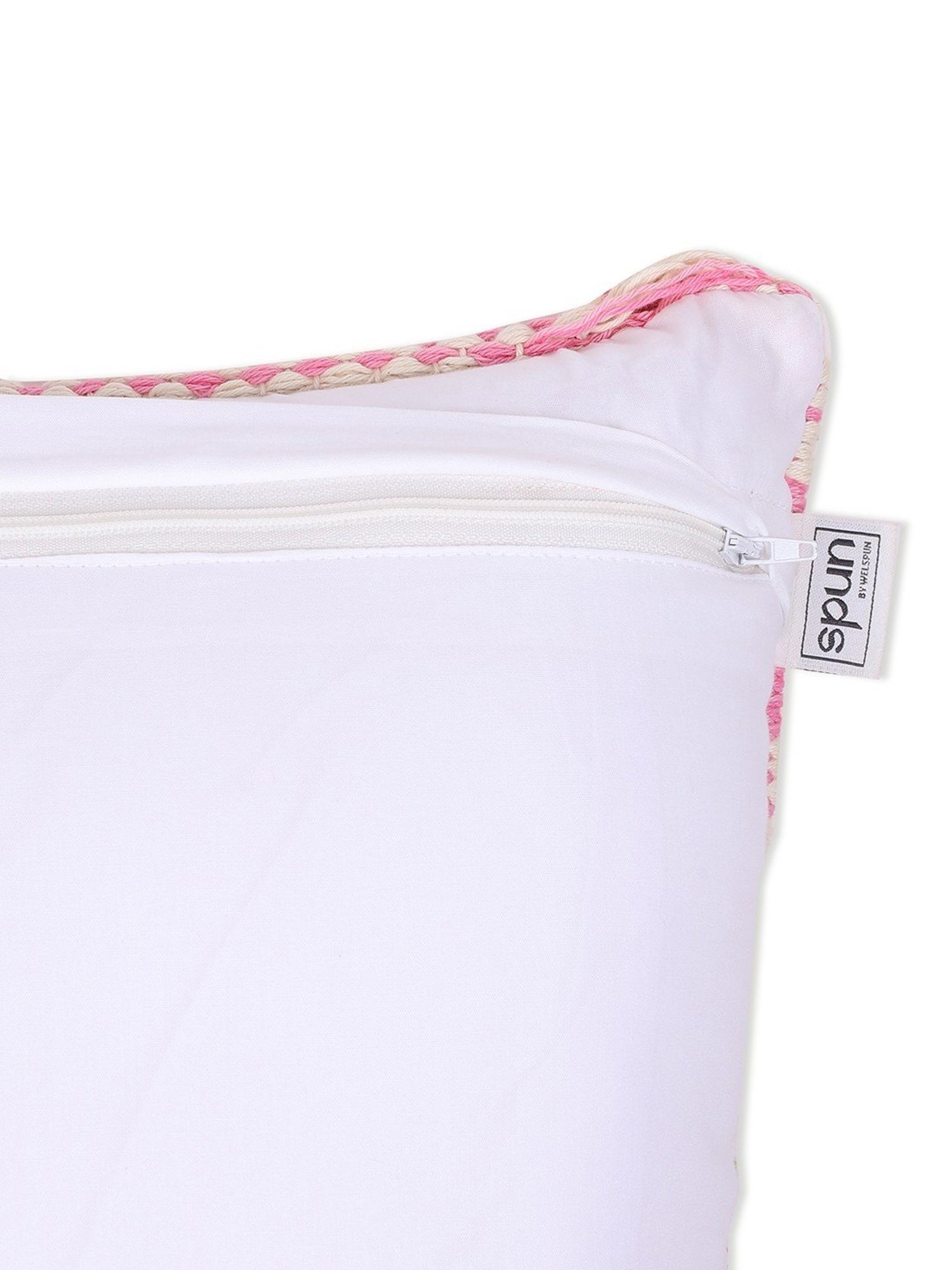 Spaces Spun Stripes Pink Cotton Cushion Cover