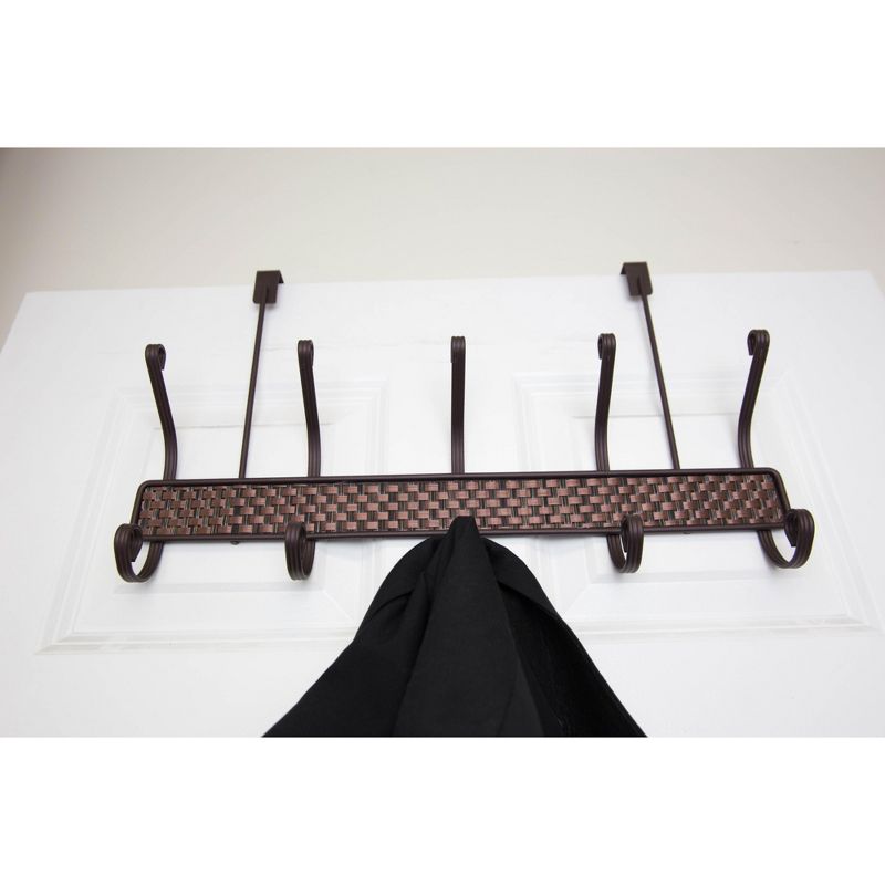 Home Basics Bronze Over the Door 5 Hook Hanging Rack, Bronze