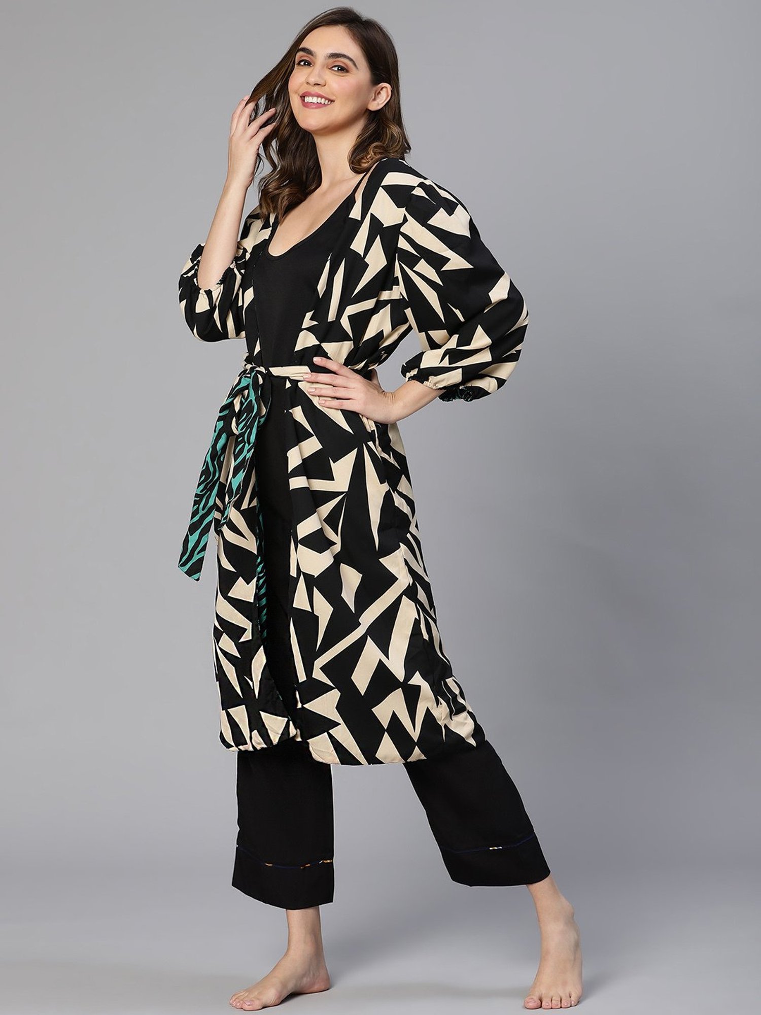 Oxolloxo Multicolor Printed Reversible Robe