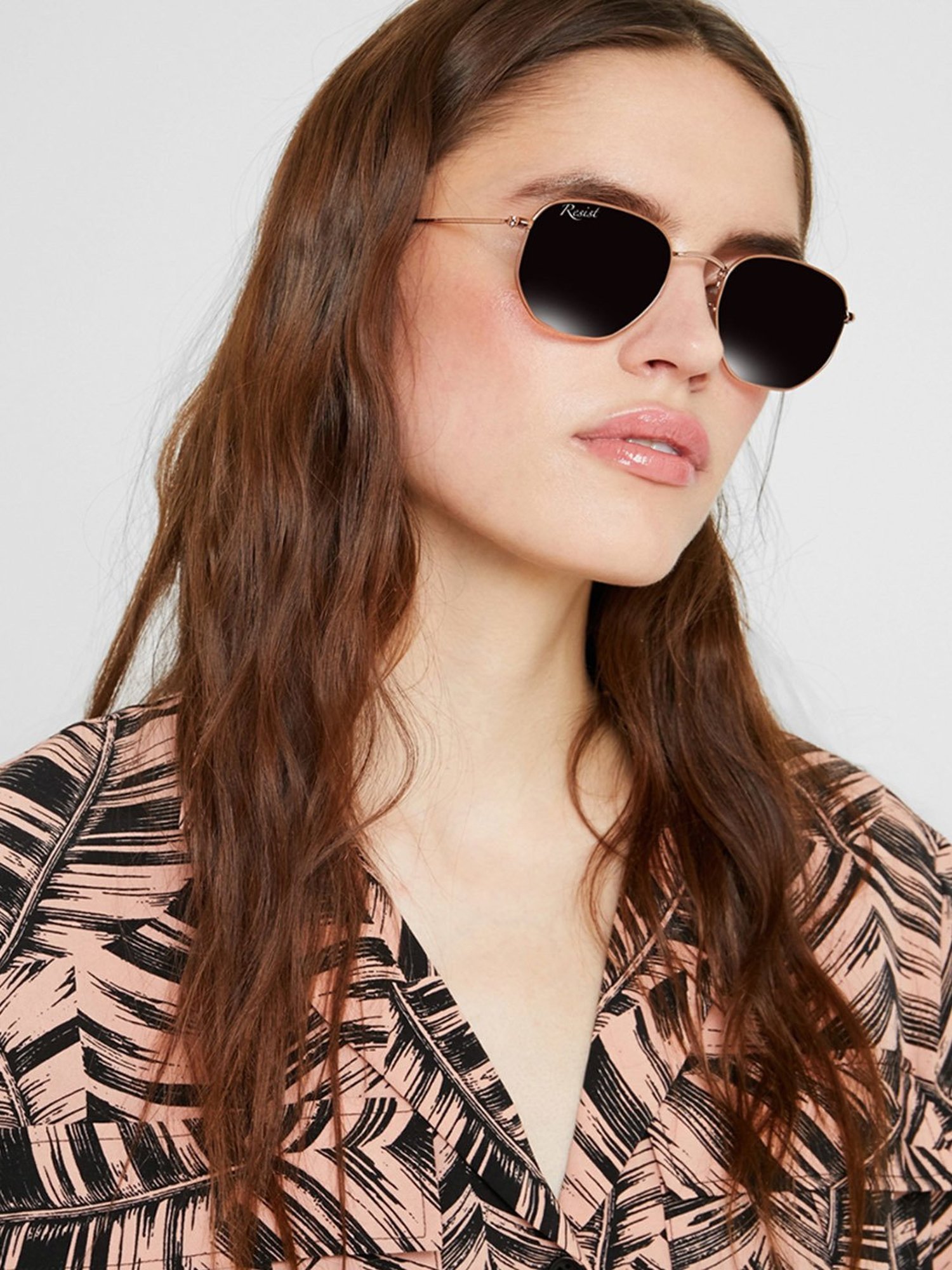 Resist Eyewear Black Hexagon UV Protection Unisex Sunglasses