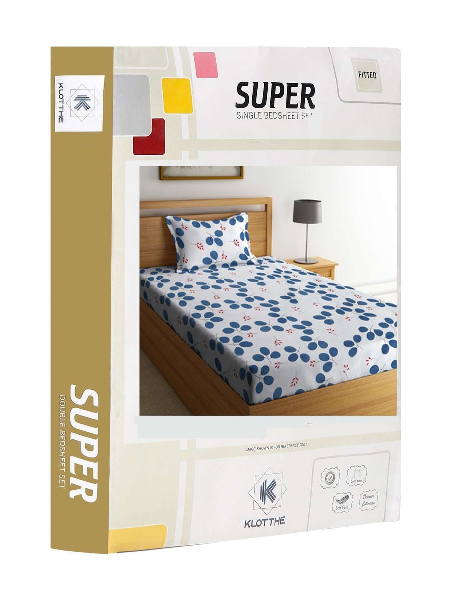 Klotthe Printed White & Blue 300 TC Cotton Blend Single Bed Sheet with Pillow Cover