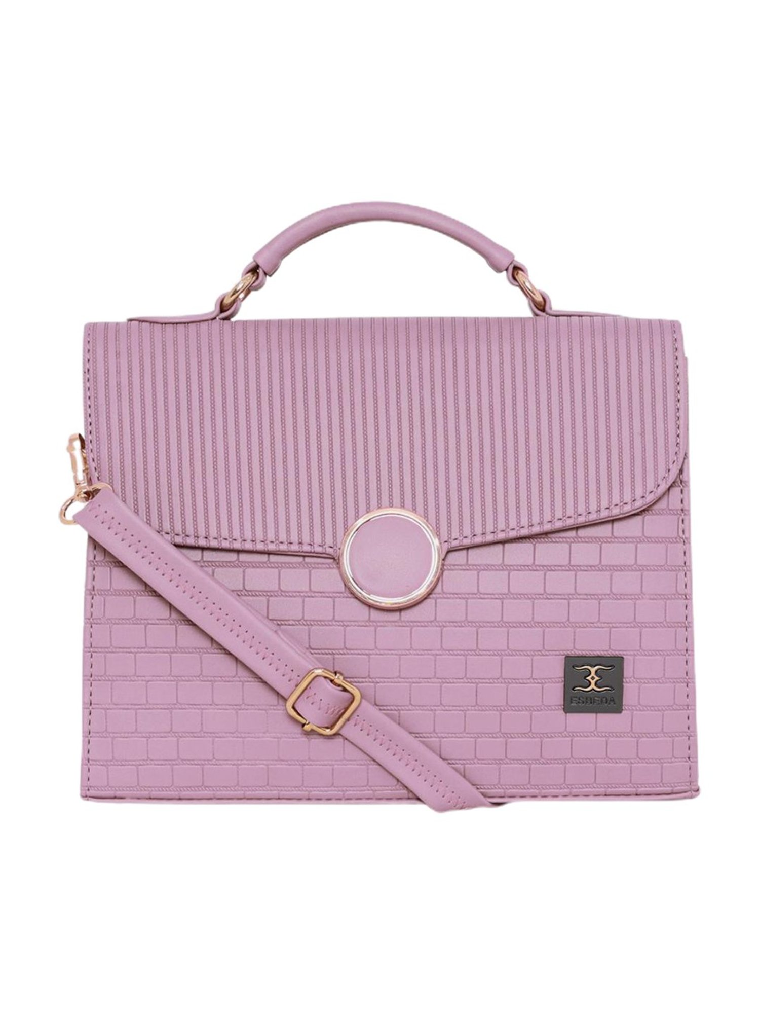 Esbeda Pink Textured Medium Satchel Handbag