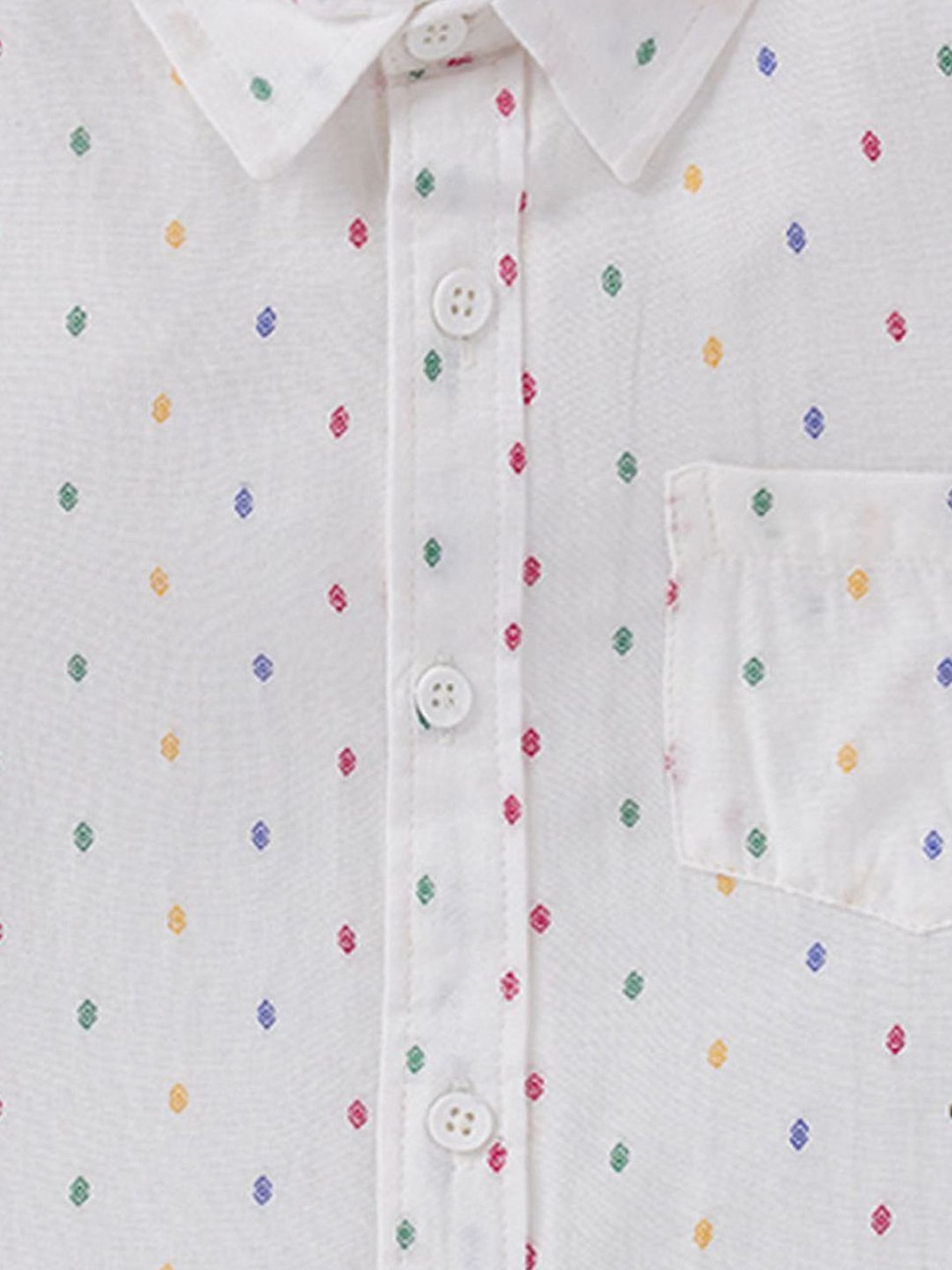 Ed-a-Mamma Boys White Cotton Printed Full Sleeves Shirt