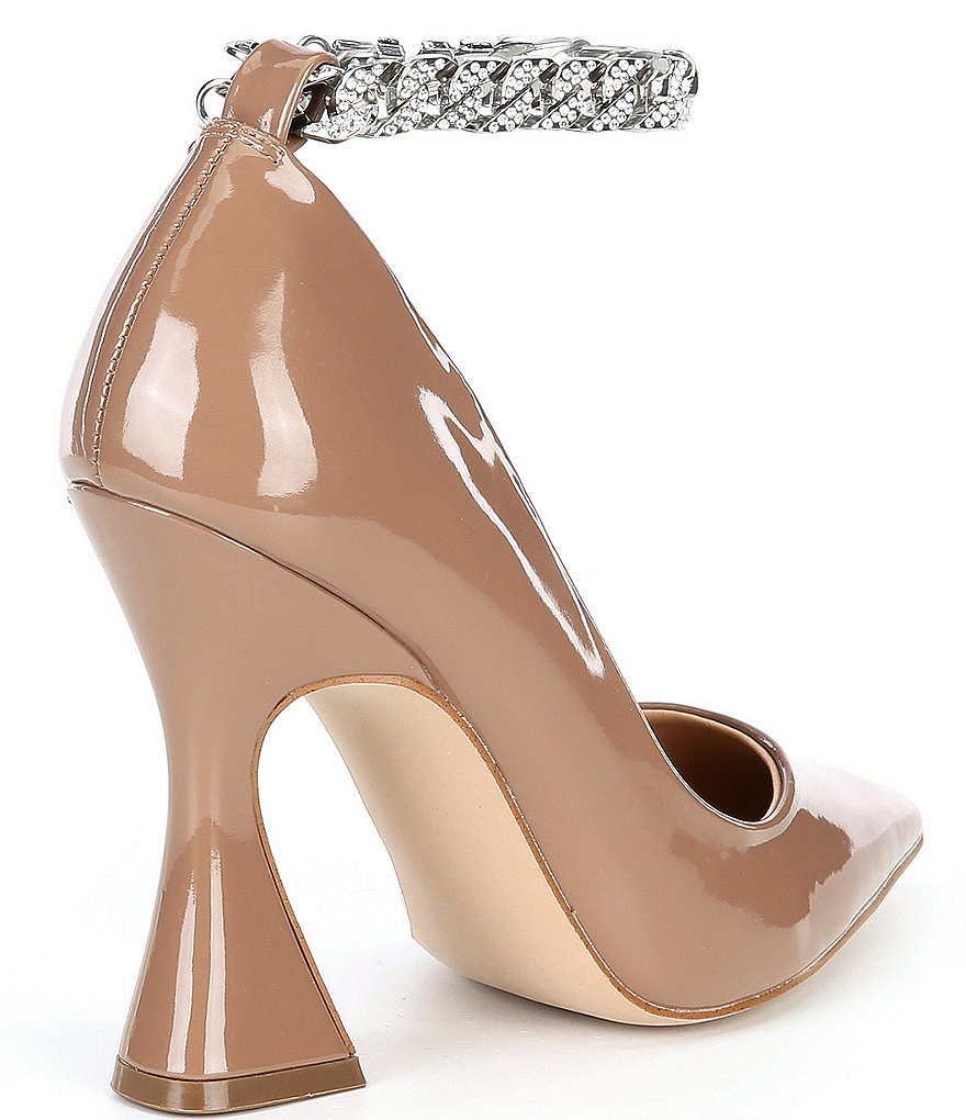 Steve Madden Zippy Patent Rhinestone Chain Detail Pumps