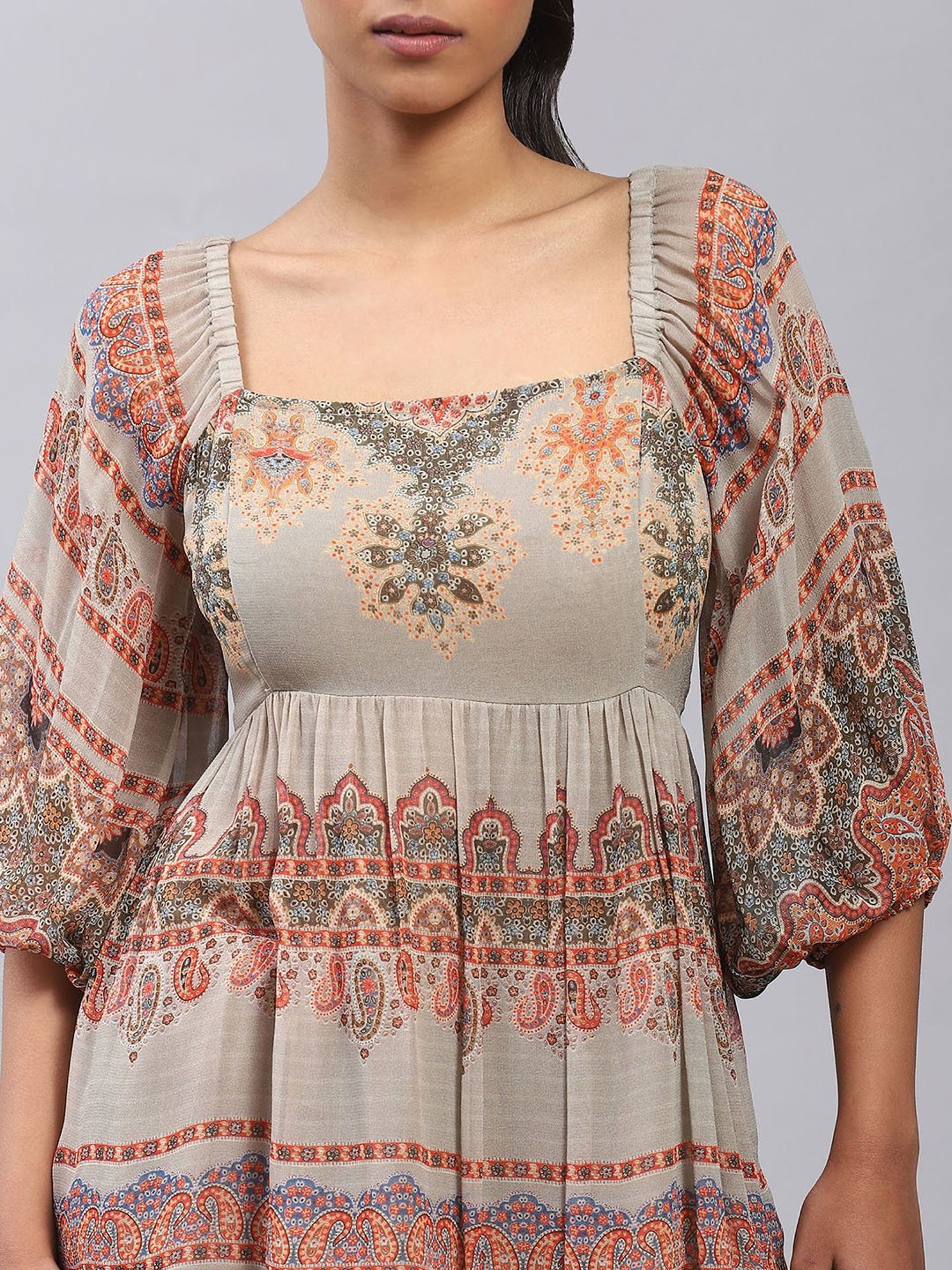 Label Ritu Kumar Light Olive Printed Top