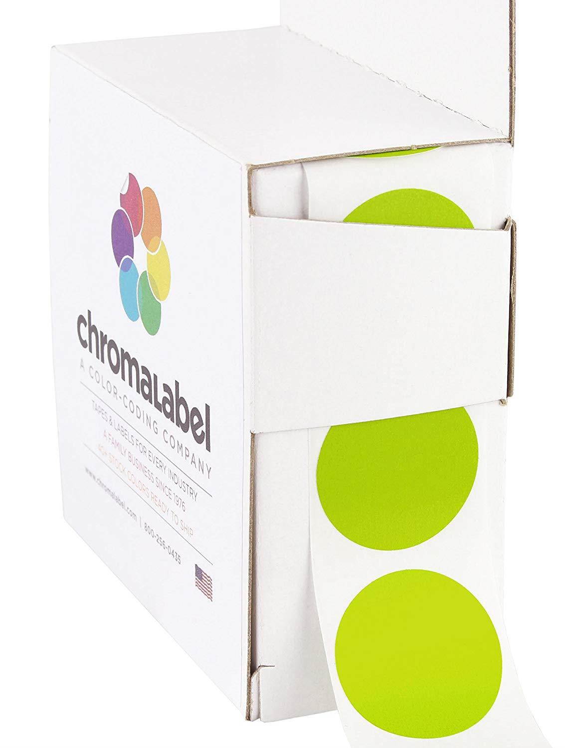 ChromaLabel 1 inch Color-Code Dot Labels | 1,000/Dispenser Box (Charteuse)