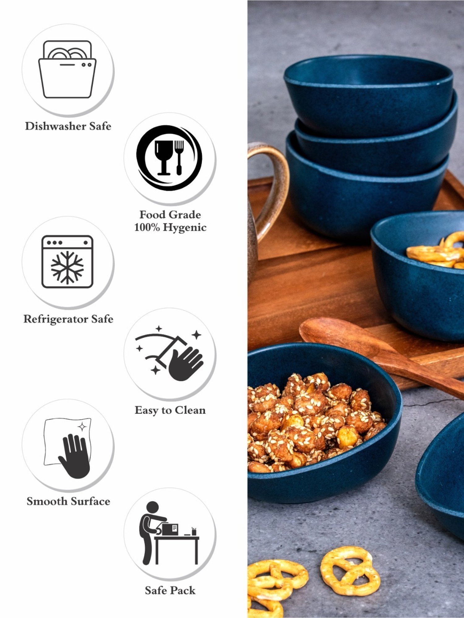 Stehlen Blue Melamine Retro Bowl - Set of 6