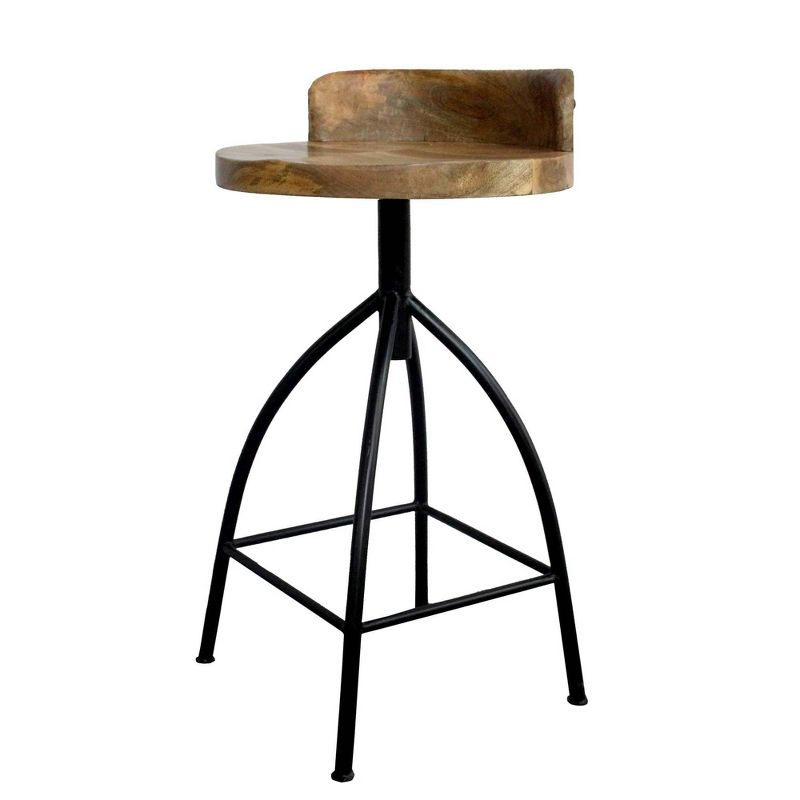 Industrial Style Adjustable Swivel Counter Height Barstool with Backrest Brown/Black - The Urban Port