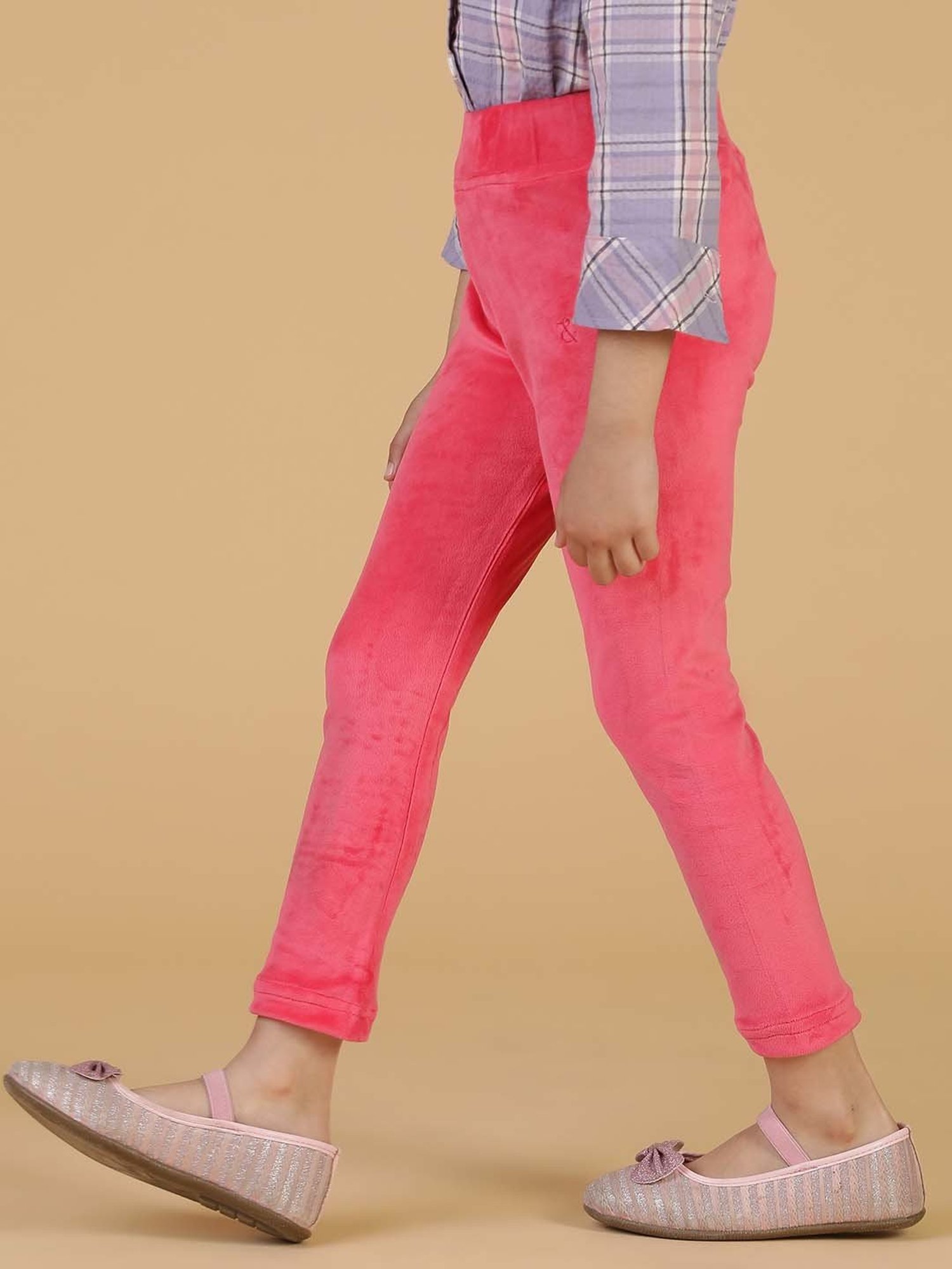 Tales & Stories Girls Neon Pink Regular Fit Leggings