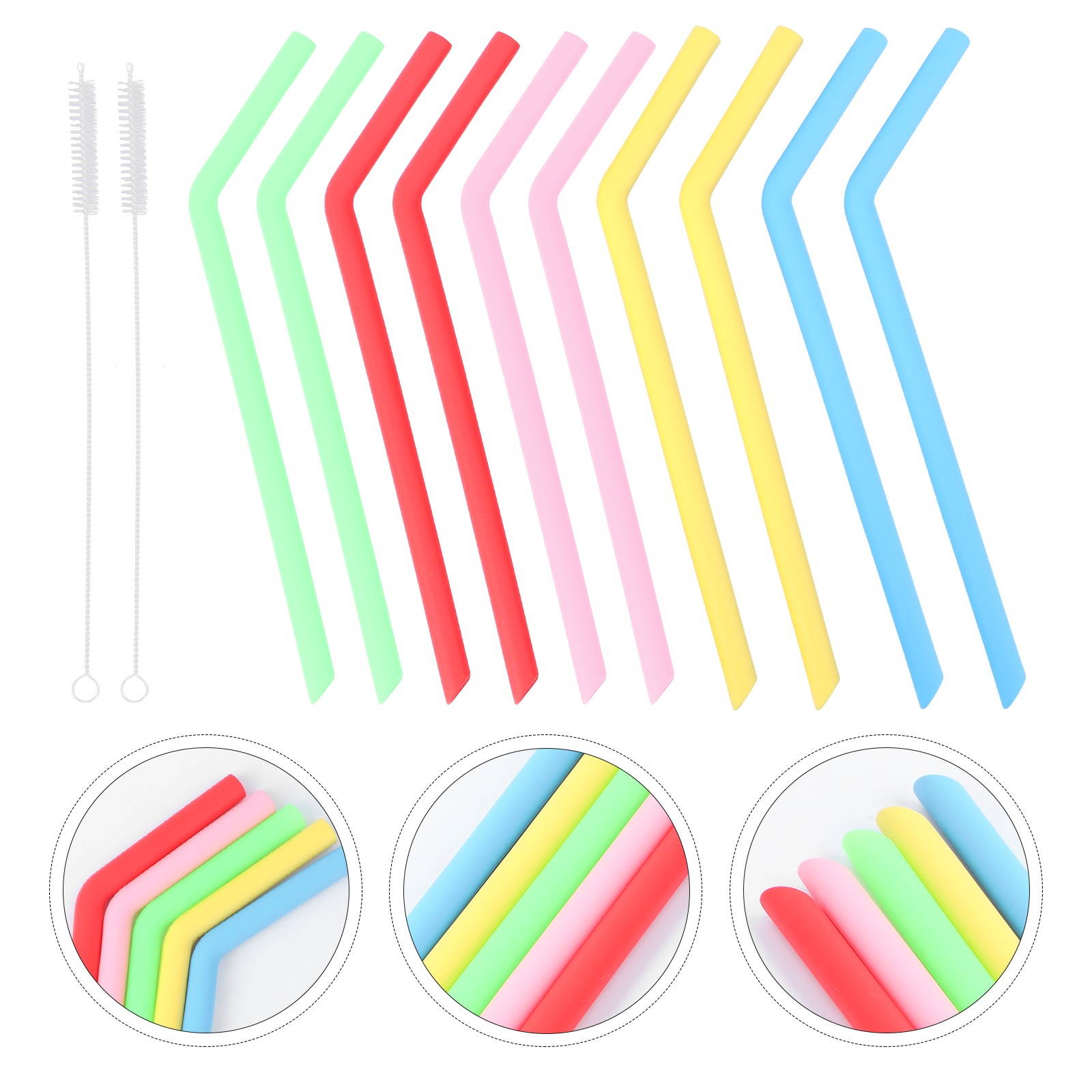1 Set of Food Grade Straws Environmental Friendly Straws Silicone Straws