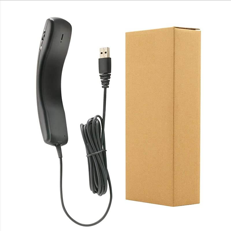Wired Portable USB Handset Plug and Play with 2M Long Cable for Softphone Lightweight 78g Retro Volume Control Microphone Mute for ComputerSkypeVoipOffice DesktopPCLaptopCall Center
