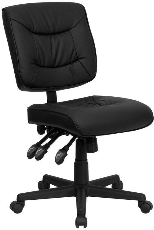 Mid-Back Black LeatherSoft Multifunction Swivel Ergonomic Task Office Chair