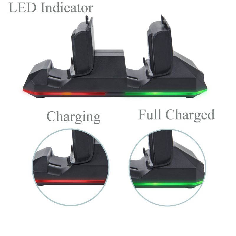 Megadream Xbox One Controller Charger, Dual Docking Station 300mAh Rechargeable Battery Pack & Charge Cable & Charging / Charged LED Indicator for Xbox One, Xbox One Slim, Xbox One X - Black