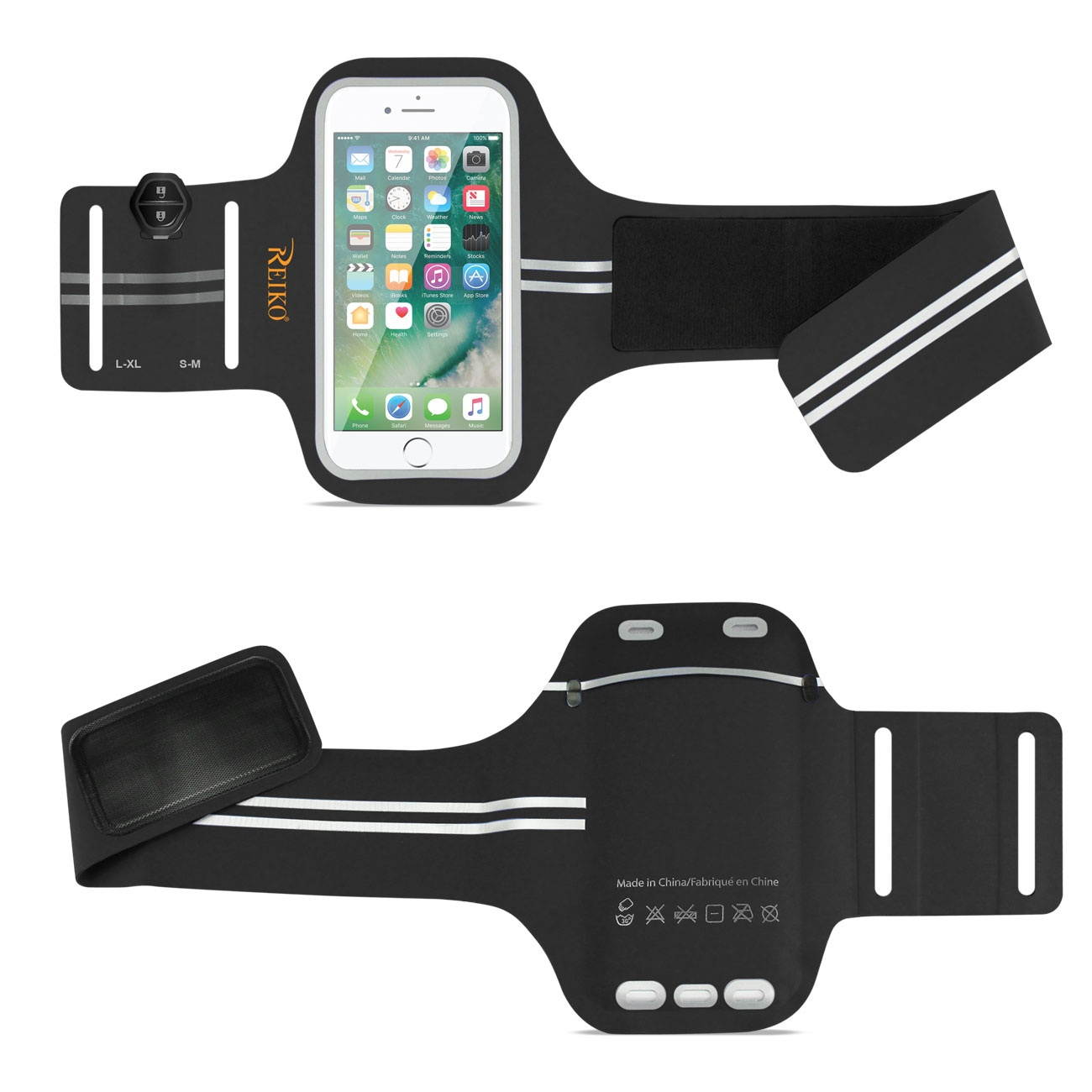 REIKO RUNNING SPORTS ARMBAND FOR IPHONE 7/ 6/ 6S OR 5 INCHES DEVICE IN BLACK (5x5 INCHES)