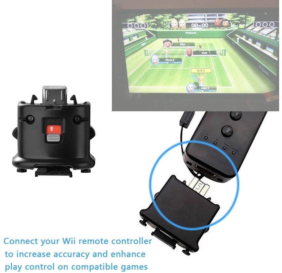 AndThere Wii Remote Motion Plus Adapter Sensor Tracking Replacement for Nintendo Wii Wii U Remote Controller, Black