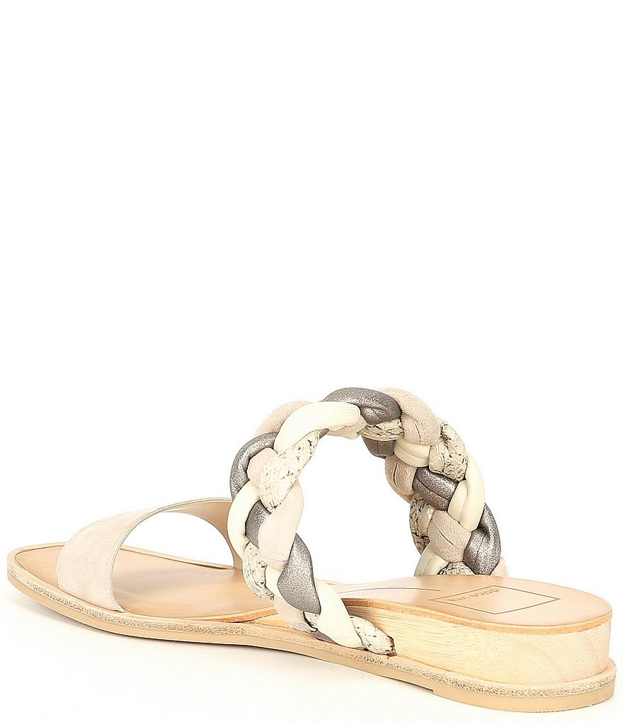 Dolce Vita Persey Braided Suede Leather Snake Print Wedge Slides
