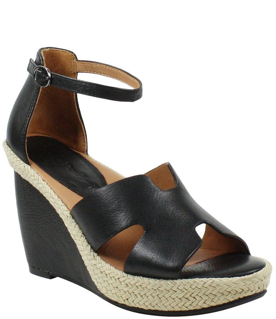 L'Amour Des Pieds Iksha Leather Ankle Strap Platform Wedge Sandals