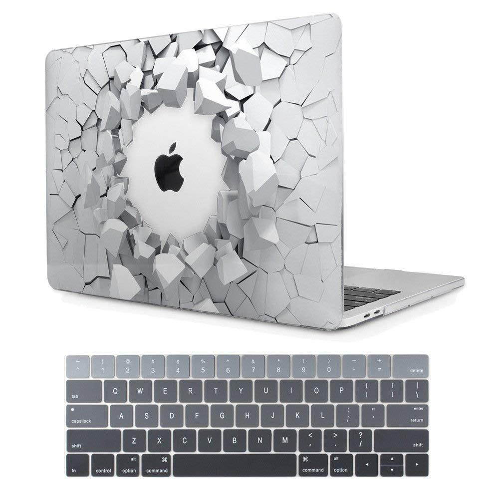 Two L 3D Print Hard Shell Case Cover with Gradient Grey Keyboard Cover for MacBook Pro 15 Retina Model:A1398 (Creative Explosion)