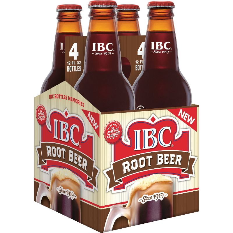 IBC Root Beer Soda Made with Sugar - 4pk/12 fl oz Glass bottles