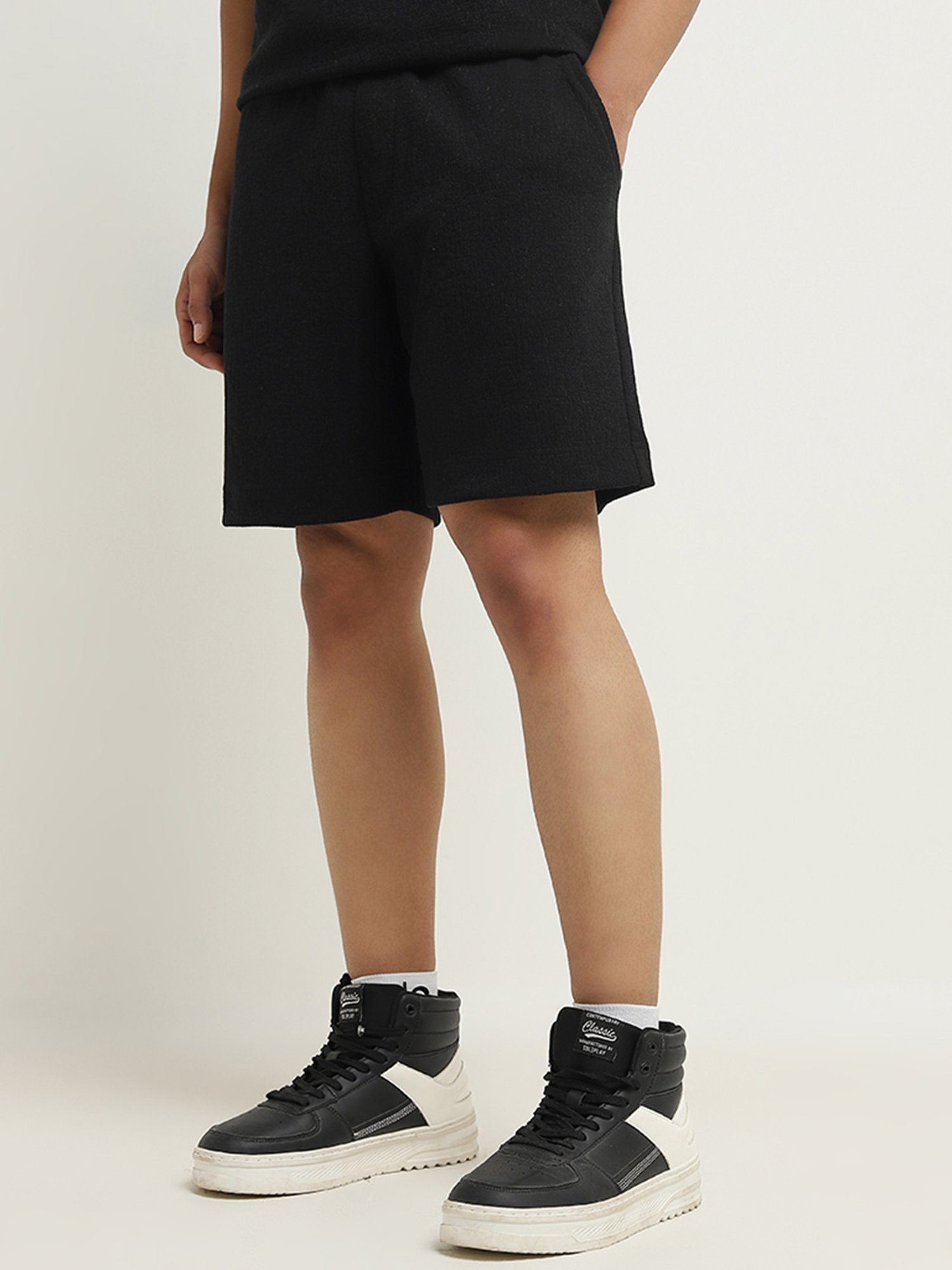 Studiofit by Westside Black Relaxed-Fit Mid-Rise Shorts