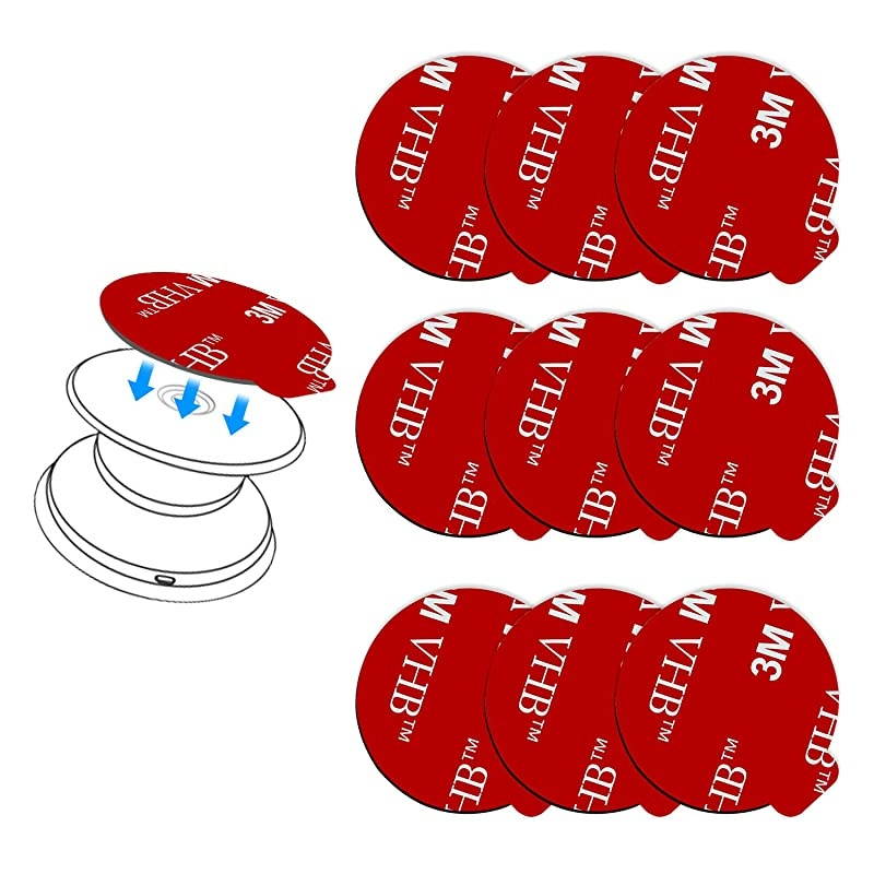 9 Pack Pops Sticky Adhesive Replacement for Socket Mount Base VHB 3M Sticker Pads for Phone Collapsible Grip Stand Back 9pcs 35mm Double Sided Tapes 4pcs Alcohol Prep Pads