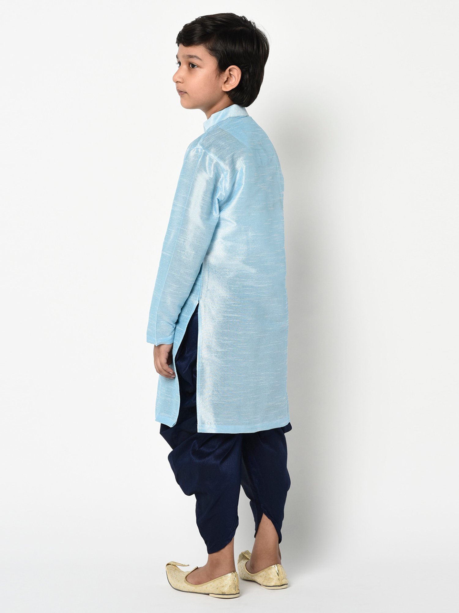 Deyann Kids Blue Solid Full Sleeves Kurta with Patiala
