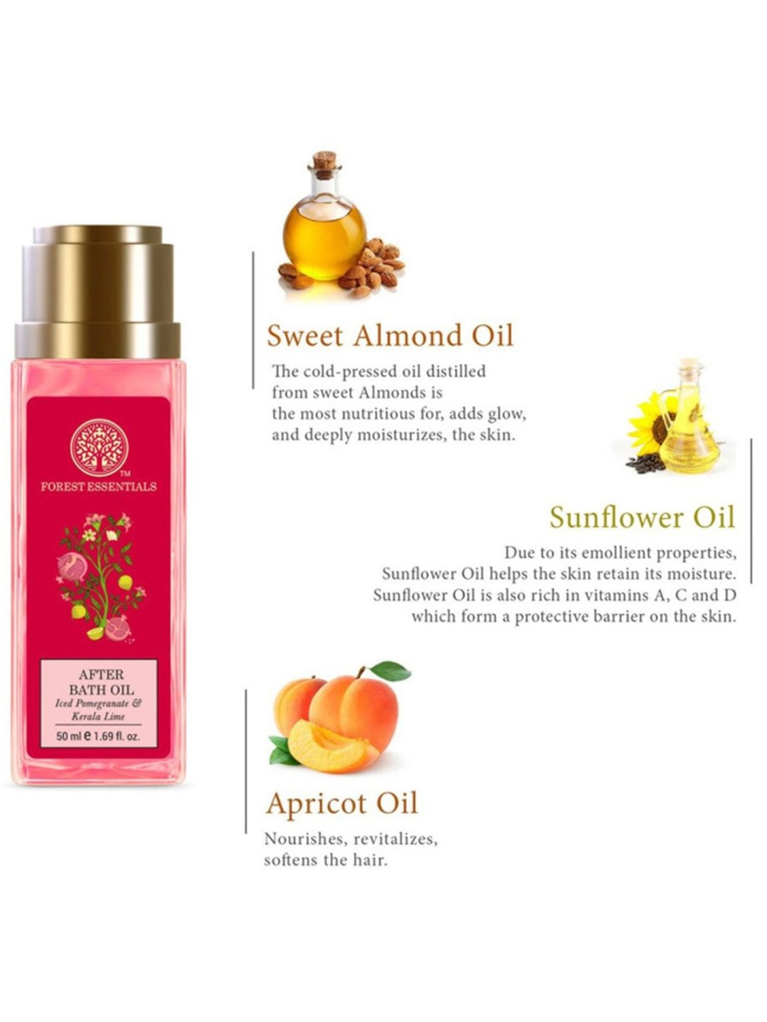 Forest Essentials Ayurvedic Pomegranate & Kerala Lime After Shower Oil - 50 ml