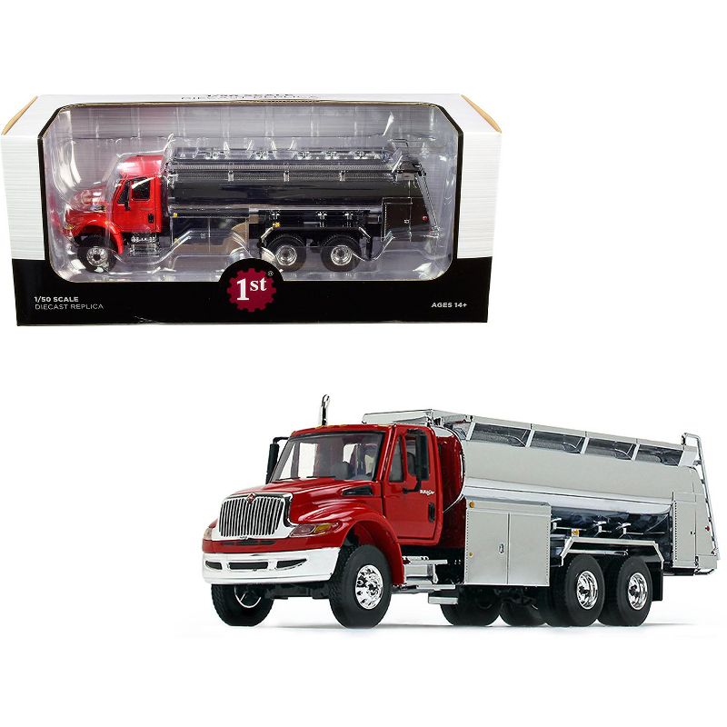 International DuraStar Liquid Fuel Tank Truck Viper Red and Chrome 1/50 Diecast Model by First Gear