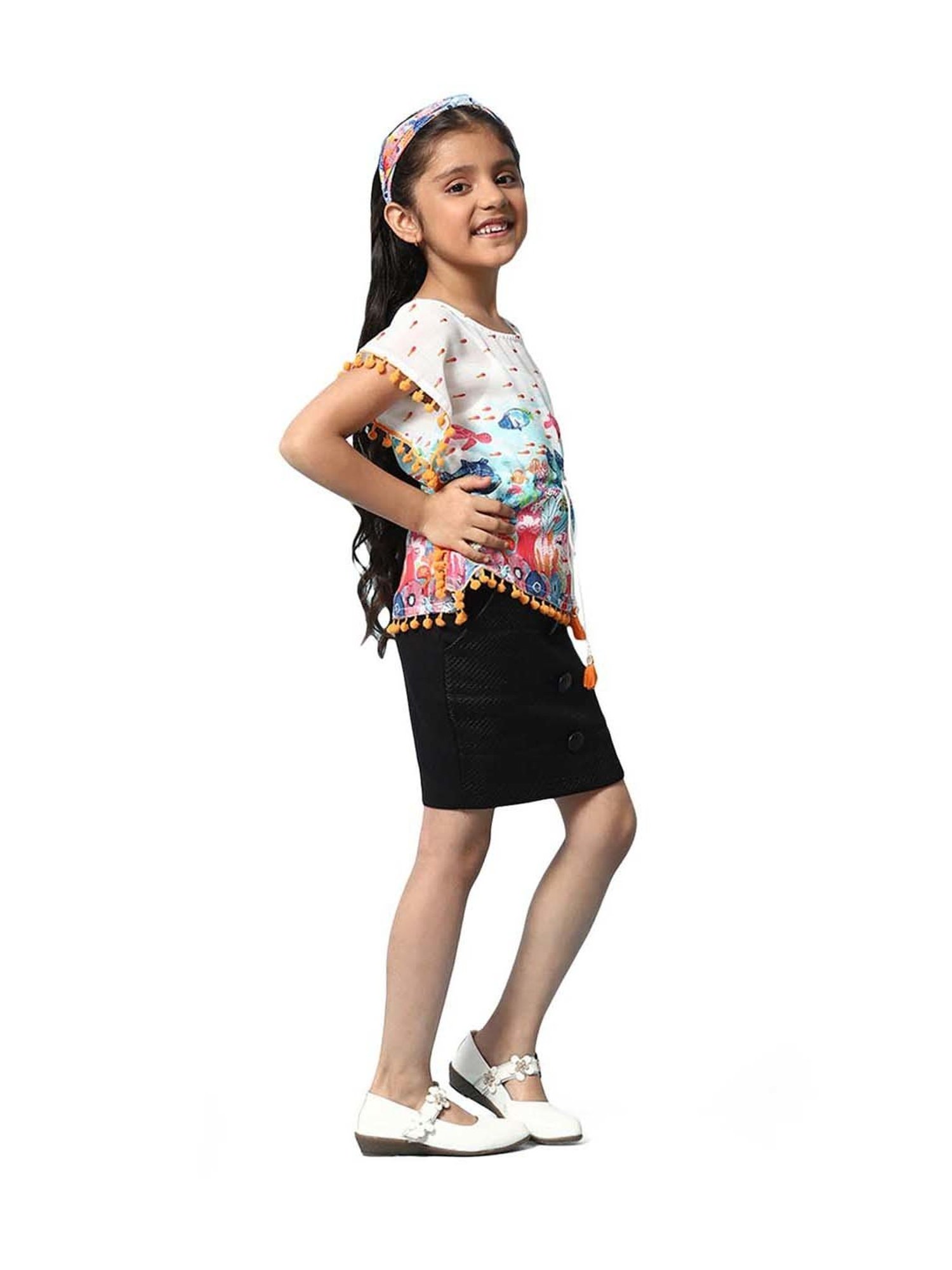 BIBA Girls Multicolor Printed Kaftan Set