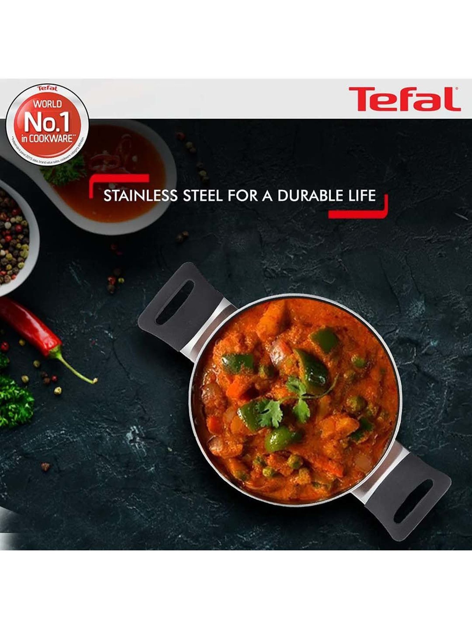 Tefal Super Cook Plus Brown Aluminium 24 cm Non Stick Stew Pot With Lid (2.4 L)