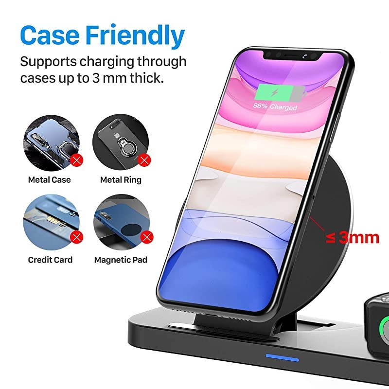 Charger Stand 3 in 1 Upgraded Charger Station for Apple Watch 12345 AirPods iPhone 1111pro11pro MaxXXSXRXS Max88 Plus Charging Dock Station for Other QiEnable Phone